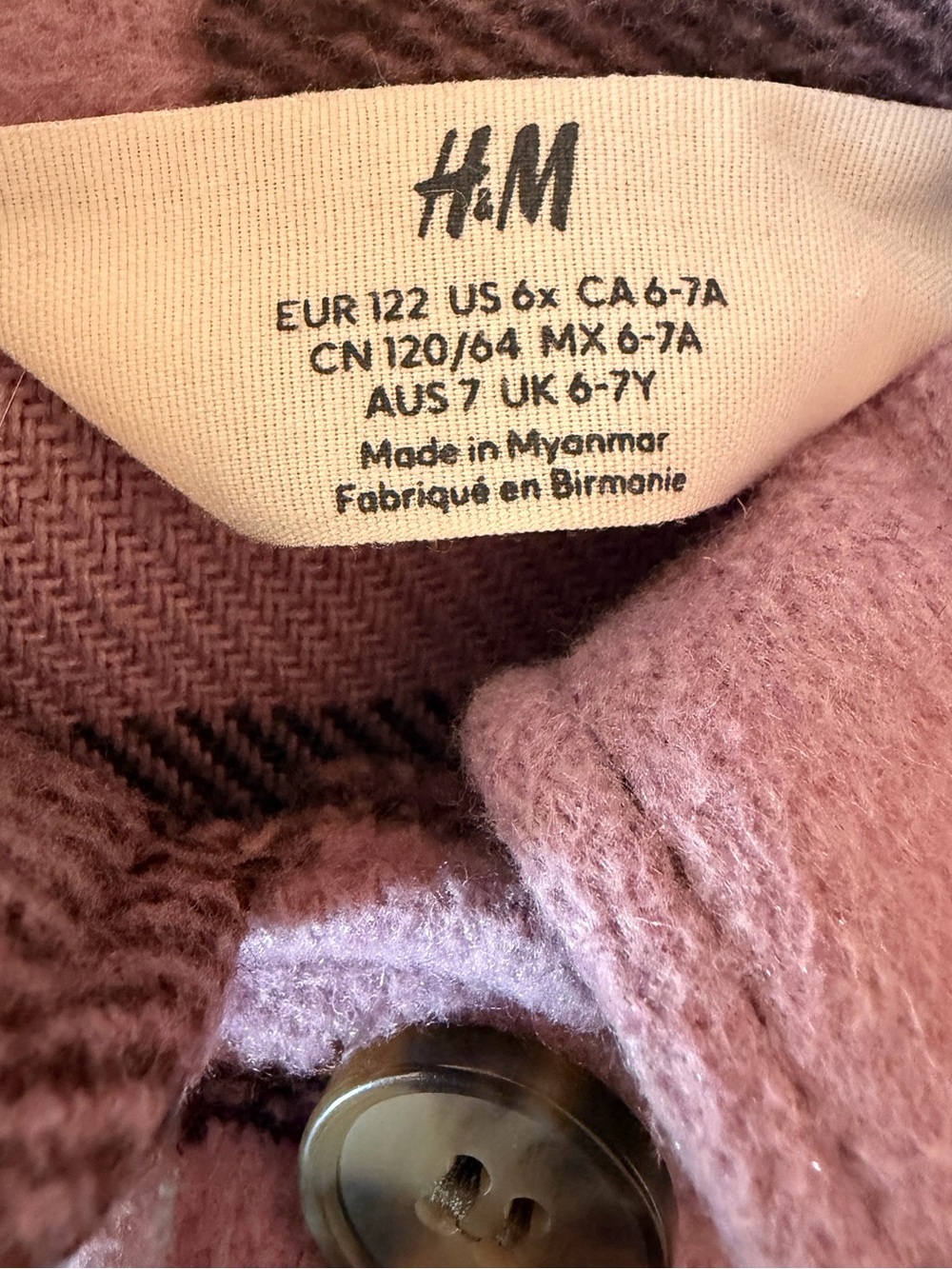H&M Mauve Plaid Button-Front Jacket - Picture 2 of 4